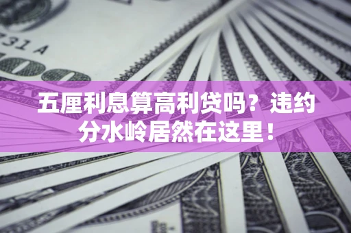 武汉五厘利息算高利贷吗？违约分水岭居然在这里！