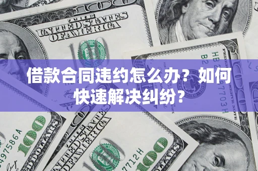 武汉借款合同违约怎么办？如何快速解决纠纷？